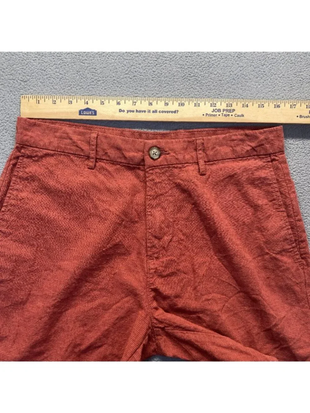 Old Navy Slim Linen Blend Size 33 Chino Shorts Cotton Mens Golf brick,Pockets